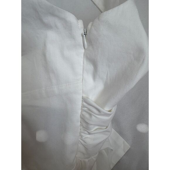 New White Mini Bubble Skirt Dress Bow Back Size M Girly Feminine Romantic Cute - Picture 7 of 11